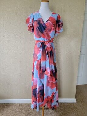 NWT Anthropologie Floral Wrap Maxi Dress By Hutch, Size M